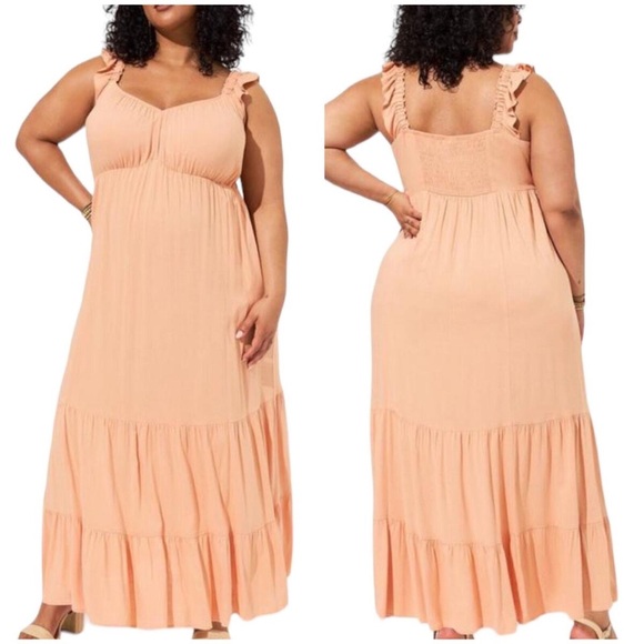 ::SOLD:: Torrid Pink strapped stretch blush pink Midi Dress 3x - Picture 2 of 9